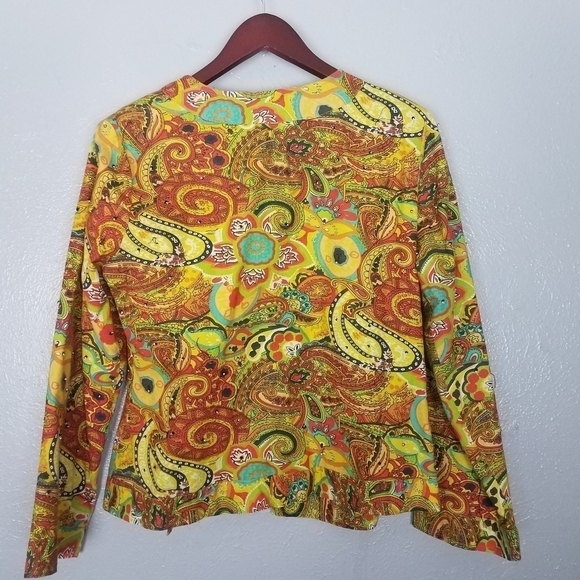 Alex Kim Art To Wear Multicolored Floral Paisley Embroidered Cardigan Jacket M - Picture 5 of 6
